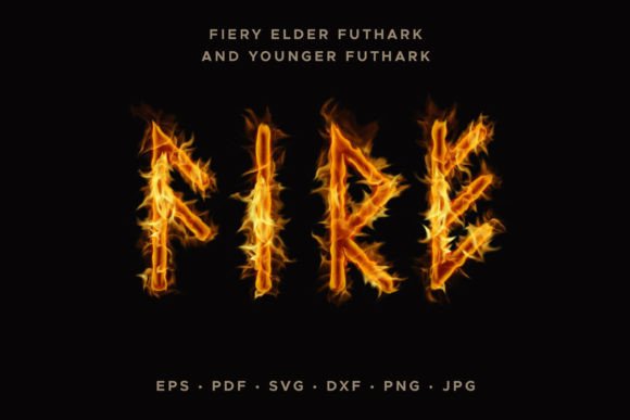Download Fiery Burning Viking Runic Alphabet - Burning Collection