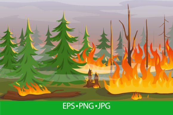 Download Cartoon Forest Fire, Burning Trees - Burning Collection