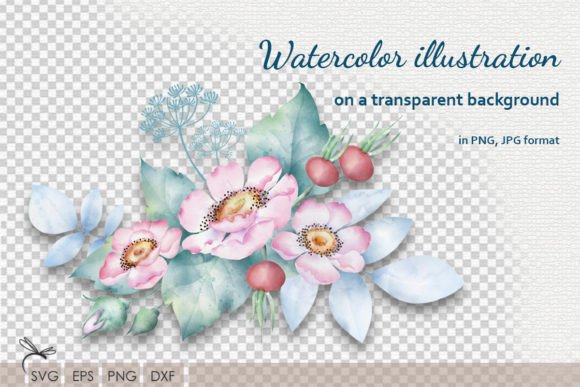 Download Watercolor Floral Illustrations Rosehip - Premium Resources
