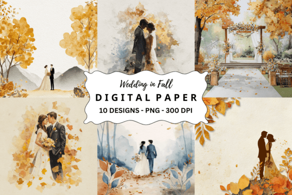 Download Watercolor Wedding in Fall Background - Fall background Collection