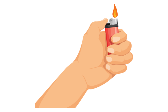Download Burning Gas Lighter in Hand. Cartoon Fir - Burning Collection